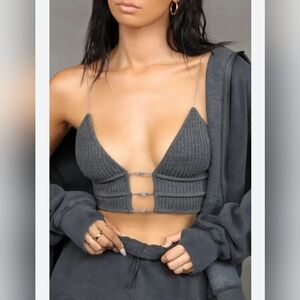 JOAH BROWN - cropped triangle cami in charcoal
